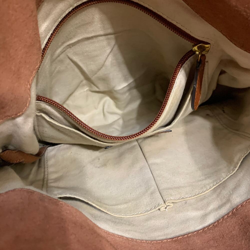 FRYE Vintage Deep Cognac Brown Leather Bucket Hobo Shoulder Bag - Picture 12 of 16